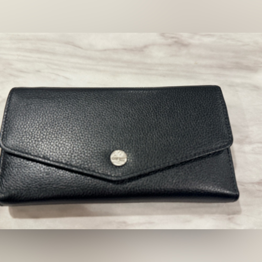 Timberland Dark Leather RFID Wallet with crossbody strap